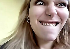Blond tranny loves getting fucked in public toilet