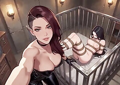 BDSM Gooning #1D: Locked Beneath Her Leather Gaze (Animated, Music, Text)