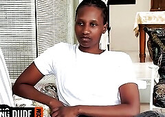 Shy slim black teen walked into a casting barely talking, then took a coarse fanal sex and deepthroat raw across the kitchen table.