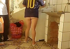 Married Housewife Pays Washing Machine Technician with Her Pussy