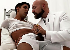He swallows every drop of raw cream