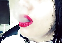 In this episode I'm applying a charming red lipstick to My consummate lips...sit and see mesmerized by My hotty and enticing throat! It's cr