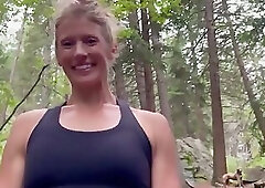 Blonde MILF Hiking And Fucking In The Wood