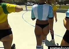 Soccer Babes Compete For World Cup Finals Tickets - Medusa, Zoe Doll, Lucia Nieto, Blondie Fesser