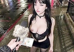 Street Interview With a Punk Beauty: 100$ for Her Tits – I Challenged Her for 500$ to Finish the Public-Bang Defiance (AI generated)