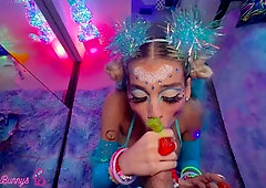Lilith Grace Bounces on Brian Omallys Big Cock Cowgirl with Glow Sticks