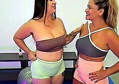 MILF invites her friend to a yoga session and they get aroused.