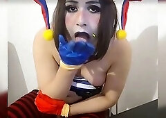 Silly Trans Clown Girl Eating Her Own Cum and Spanking Her Ass