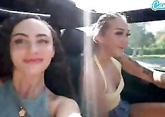2 Besties Squirting Next To Every Other in a Public Pool