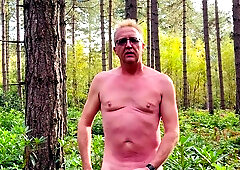 Outdoors in the forest, undressed off good-sized pink cigar hj and jizm