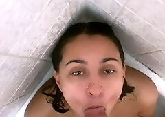 Mature brunette amateur giving a great POV blowjob