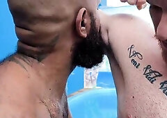 Carmona boinking his buddy from Rio de Janeiro in the pool.