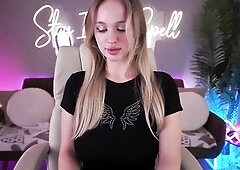 Blond Large Melons Bitch Lifts Her Top And Bangs Her Snatch At The Same Time