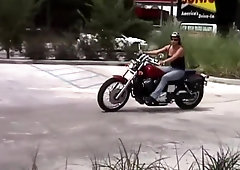 Two Babes get fucked HARD on motorcycles by The Original MILF Hunter