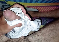 Super-steamy stud wanks with his messy briefs until ejaculation