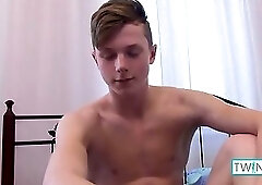 Horny Blonde Hunk Angel R Rubs And Milks His Morning Wood!