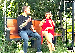 Blonde Colombian Naty Delgado Hosts Podcast Chat Before Hardcore Outdoor Doggy Pounding with Big Tits Boun