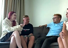 First Time Swingers Swap Wives for Wild Hotel Bed Share Fuck Till Cumshot