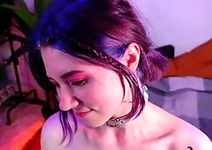 Hot amateur teen in a private show masturbating with a dildo