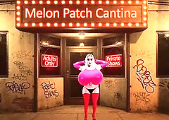 Juggsy is a large titties female masking sissy. This is a immodest talking clip! Juggsy is stripping at a ribald old slum club called the Melon Patch 
