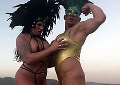 Bareback anal sex with flaming brunettes with big boobs