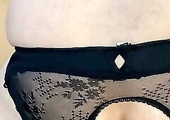 Sexy crotchless panties and Huge Dildoes