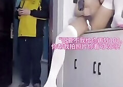 Little Doggy Masturbates for Delivery Man