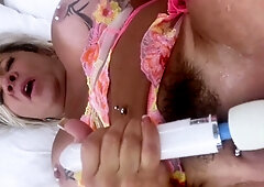 Stacked brunette goes solo toys and masturbation