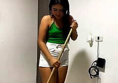 The boss offers his maid money to undress