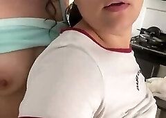 Lesbian sex, we found our neighbor's phone and left him a surprise